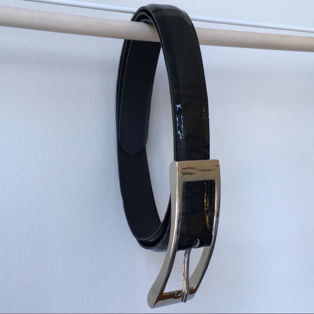 Jacob - Thin Black Patent Leather Belt